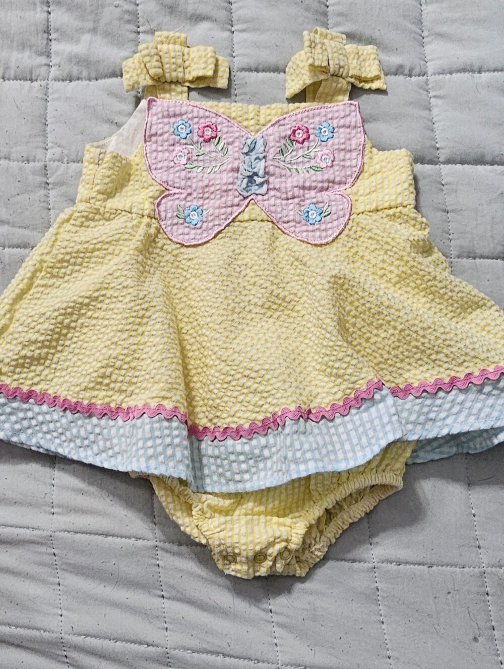 Blueberi Boulevard Yellow & White Gingham Baby Dress Size 18 Mth